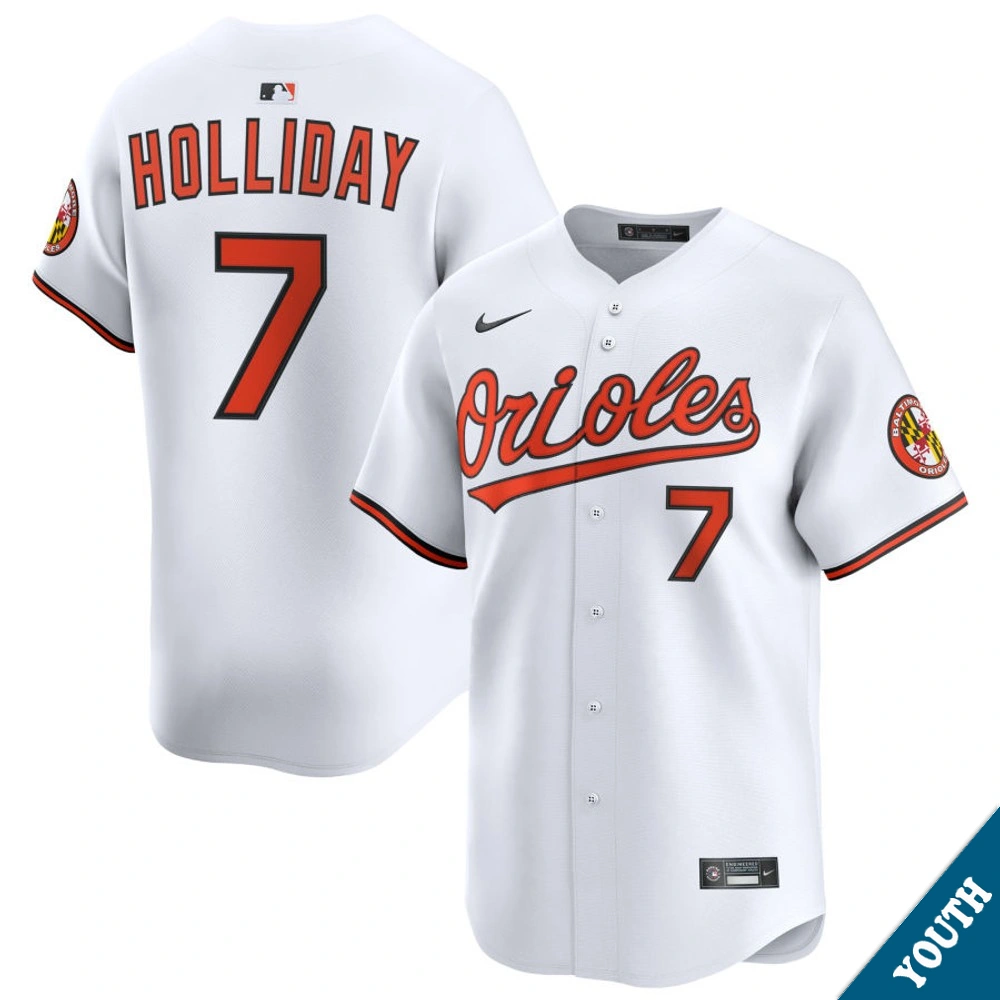 Youth Baltimore Orioles Jackson Holliday #7 Home White Limited Jersey