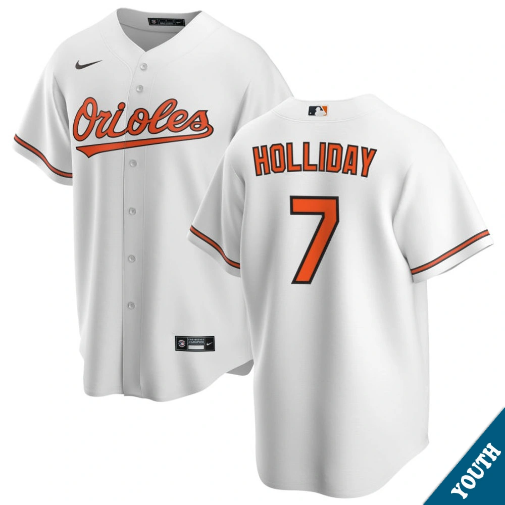 Youth Baltimore Orioles Jackson Holliday #7 Home White Replica Jersey Youth Baltimore Orioles Jackson Holliday #7 Home White Replica Jersey