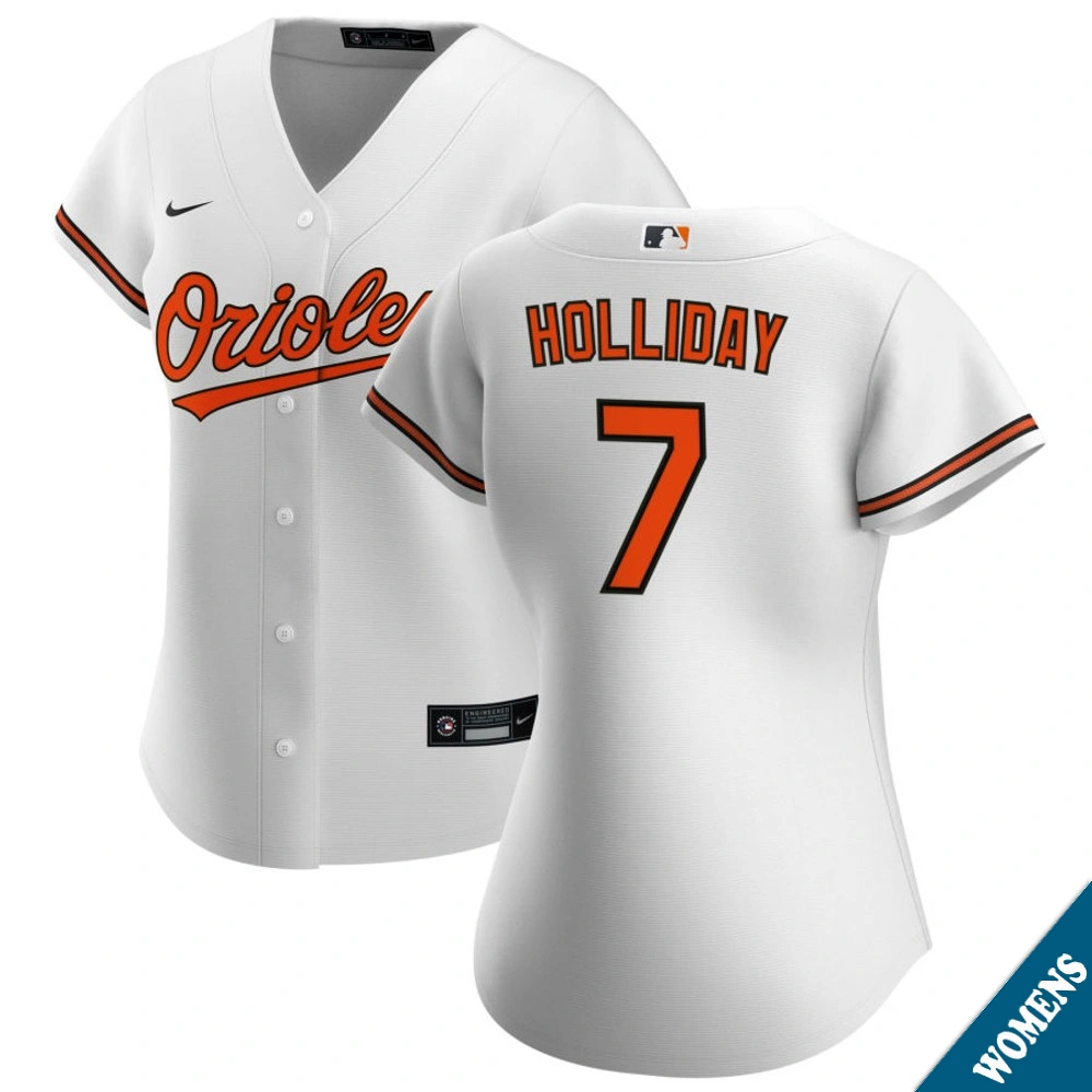 Women's Baltimore Orioles Jackson Holliday #7 Home White Replica Jersey Women's Baltimore Orioles Jackson Holliday #7 Home White Replica Jersey