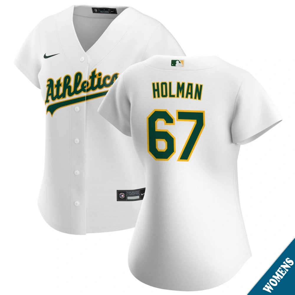 Women's Athletics Grant Holman #67 Home White Replica Jersey