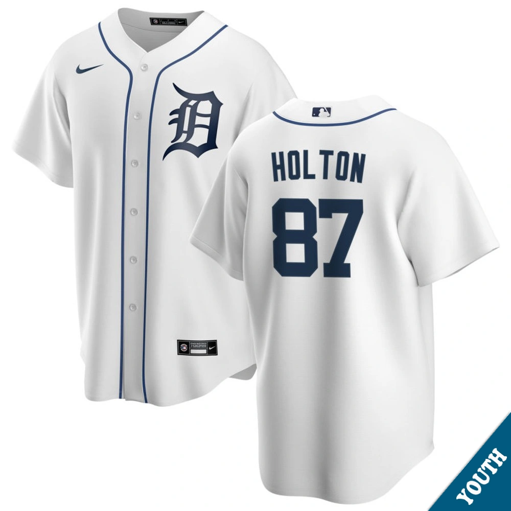 Youth Detroit Tigers Tyler Holton #87 Home White Replica Jersey