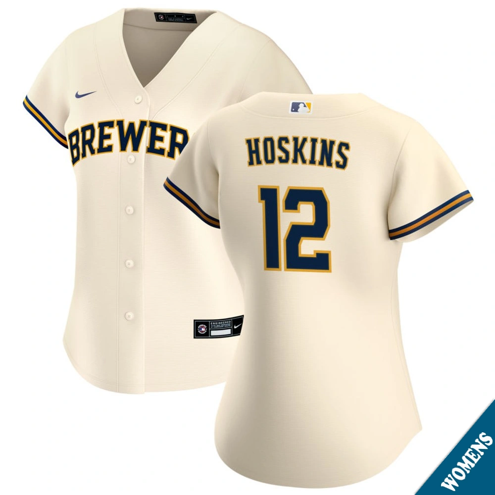 Women's Milwaukee Brewers Rhys Hoskins #12 Home Cream Replica Jersey