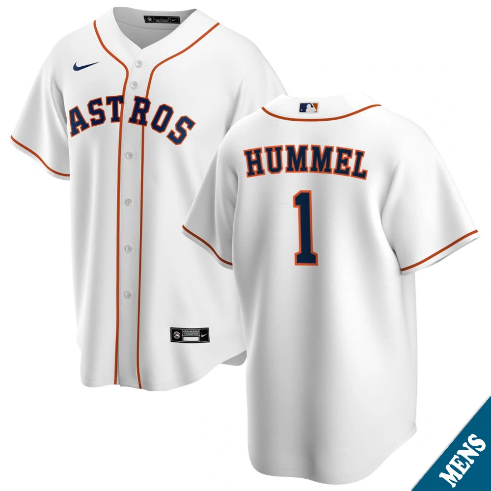 Men's Houston Astros Cooper Hummel #1 Home White Replica Jersey