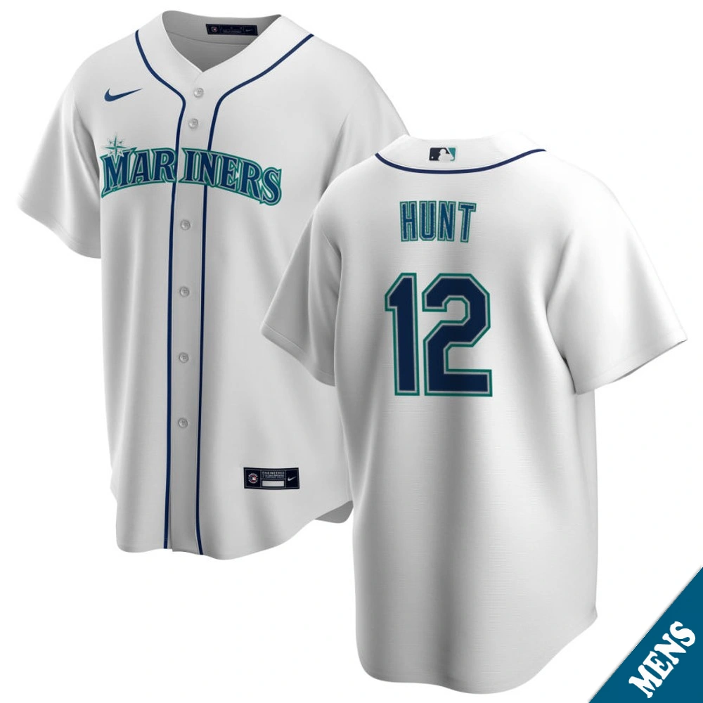 Men's Seattle Mariners Blake Hunt #12 Home White Replica Jersey