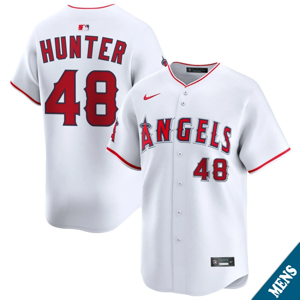 Men's Los Angeles Angels Torii Hunter #48 Home White Limited Former Player Jersey Men's Los Angeles Angels Torii Hunter #48 Home White Limited Former Player Jersey