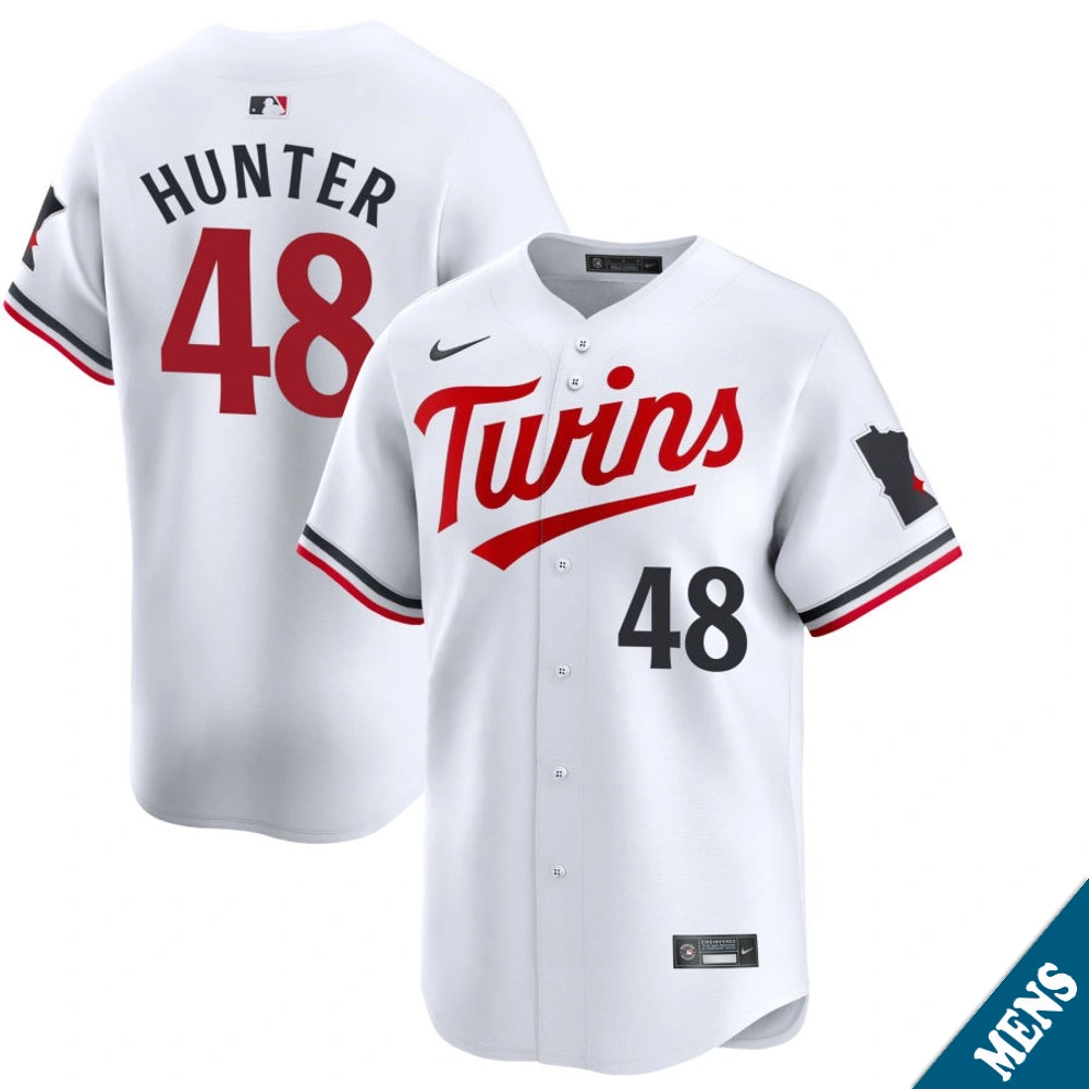 Men's Minnesota Twins Torii Hunter #48 Home White Limited Former Player‌ Jersey
