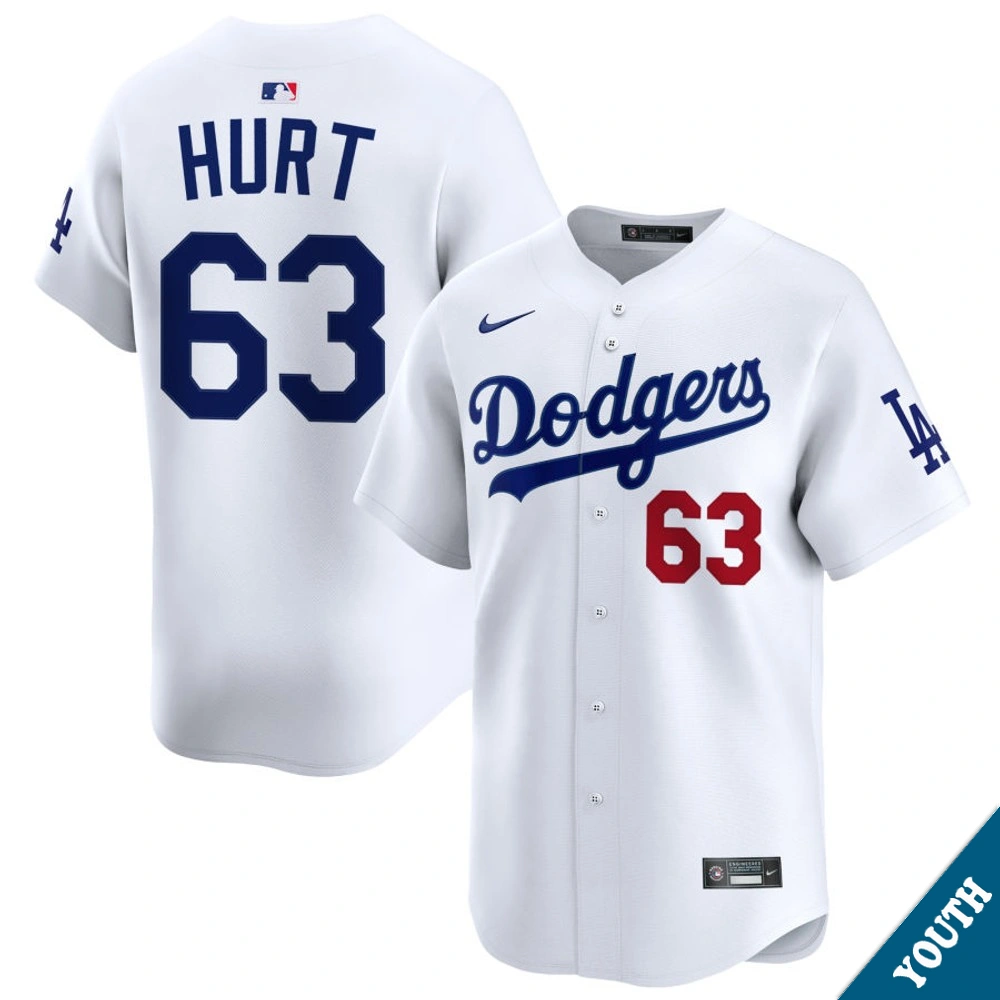 Youth Los Angeles Dodgers Kyle Hurt #63 Home White Limited Jersey