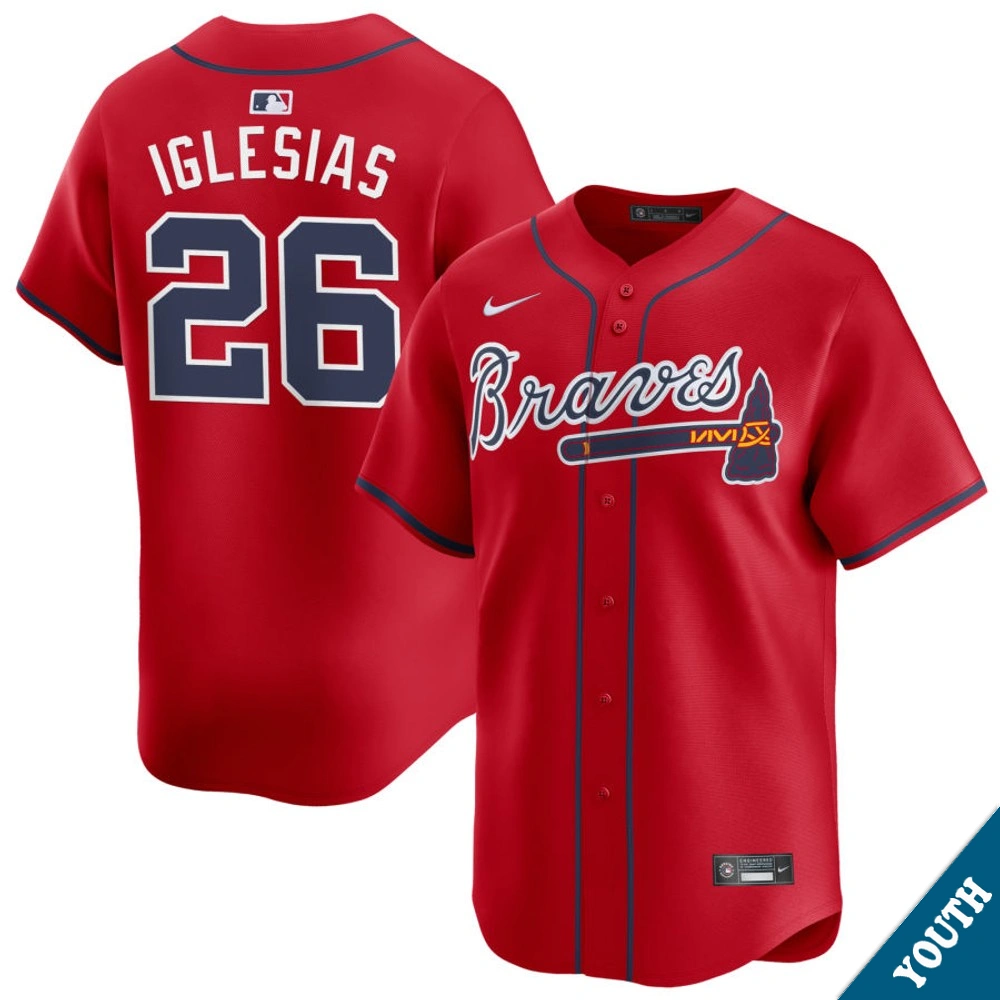 Youth Atlanta Braves Raisel Iglesias #26 Red Alternate Limited Jersey