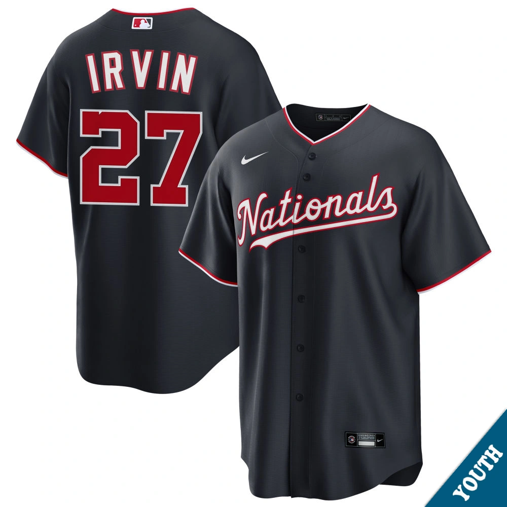 Youth Washington Nationals Jake Irvin #27 Navy Alternate Replica Jersey