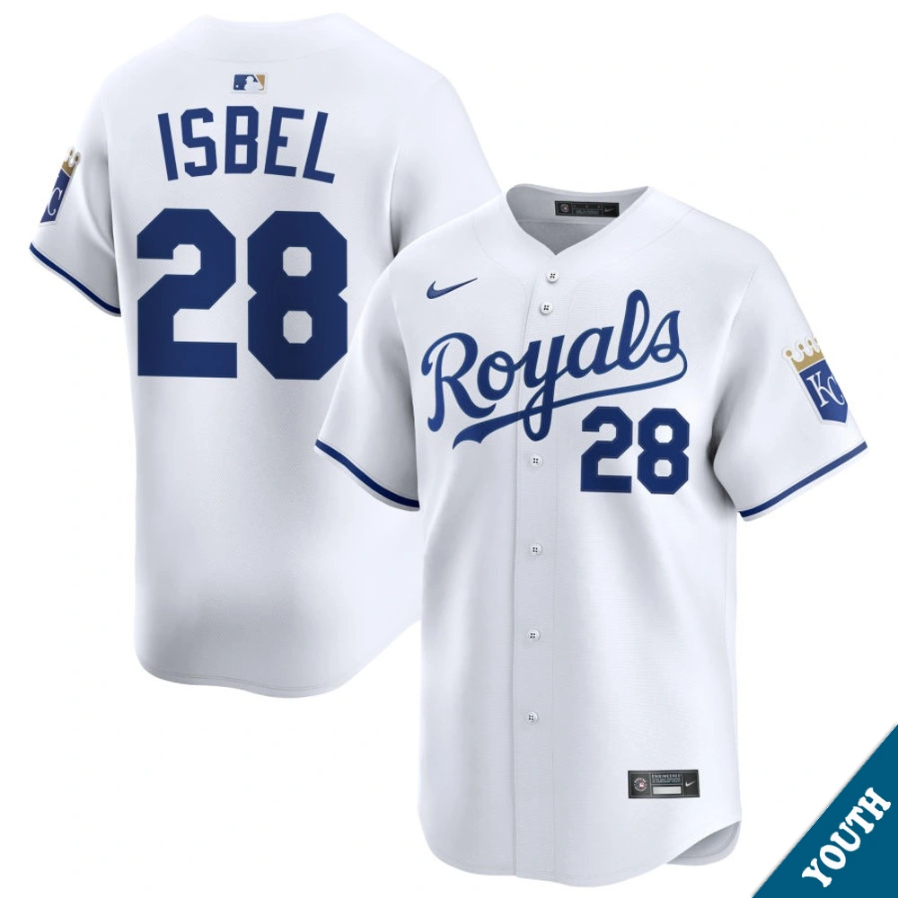 Youth Kansas City Royals Kyle Isbel #28 Home White Limited Jersey