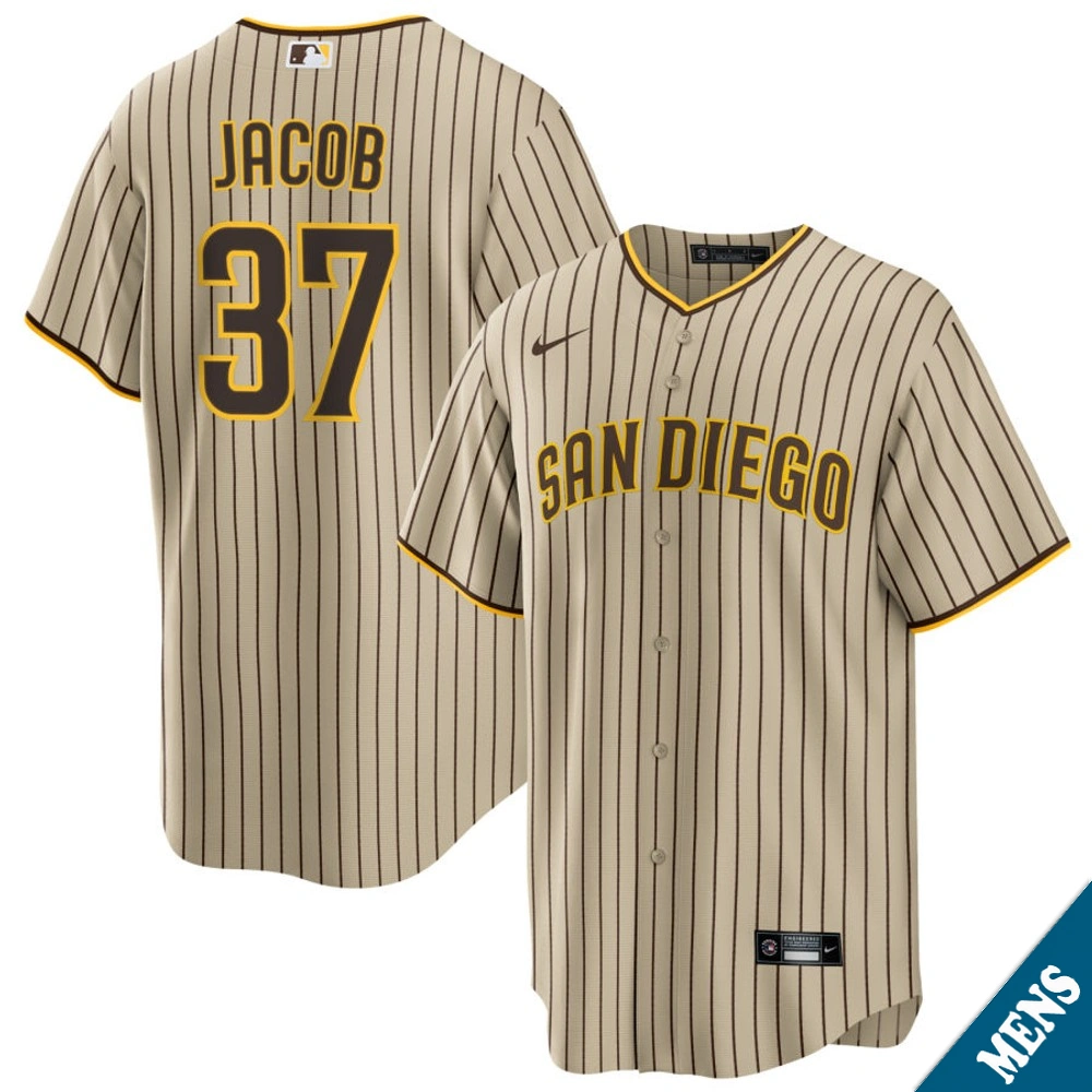 Men's San Diego Padres Alek Jacob #37 Brown Road Replica Jersey