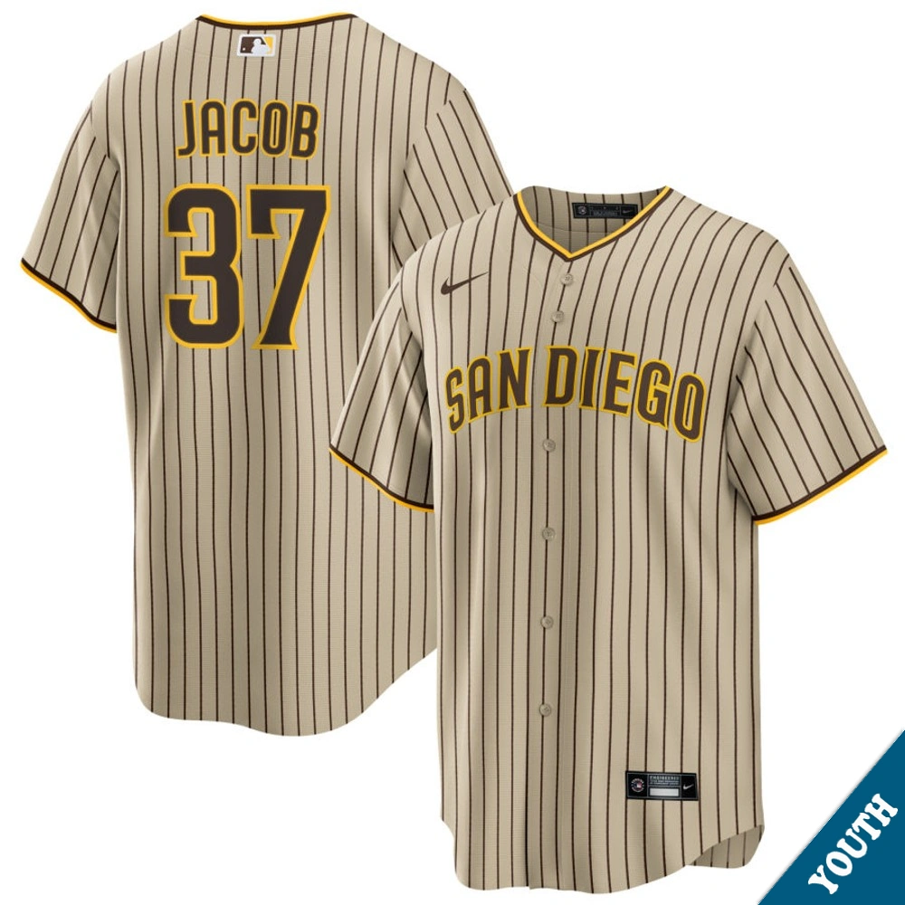 Youth San Diego Padres Alek Jacob #37 Brown Road Replica Jersey