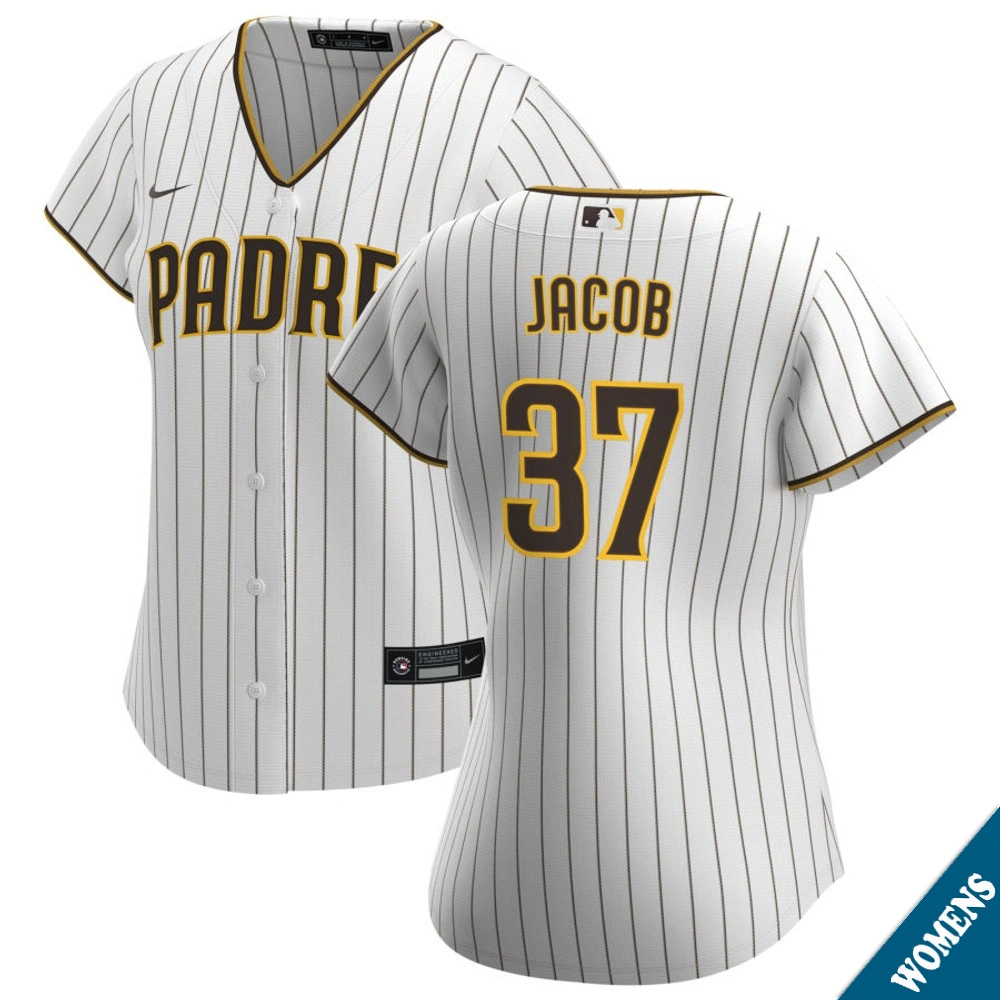 Women's San Diego Padres Alek Jacob #37 Home White Replica Jersey