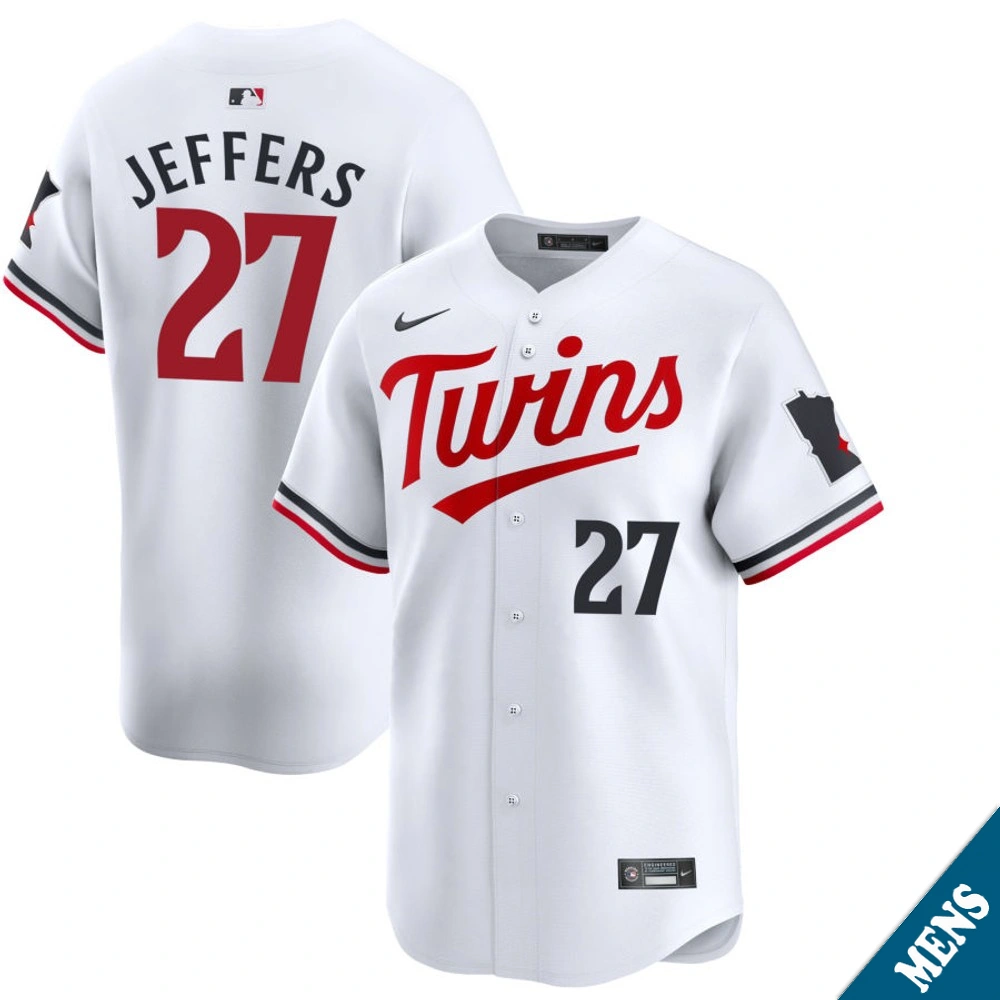 Men's Minnesota Twins Ryan Jeffers #27 Home White Limited Jersey Men's Minnesota Twins Ryan Jeffers #27 Home White Limited Jersey