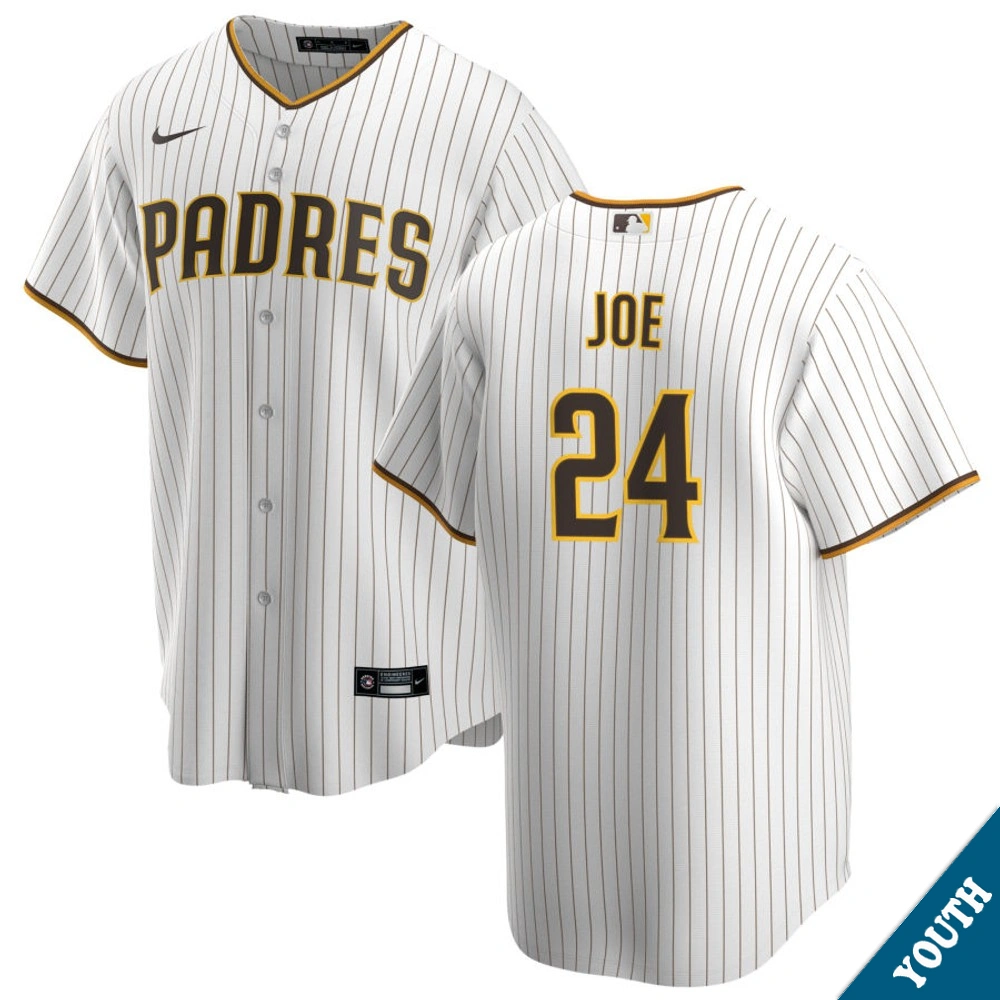 Youth San Diego Padres Connor Joe #24 Home White Replica Jersey