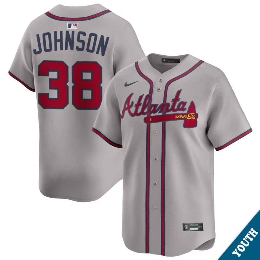 Youth Atlanta Braves Pierce Johnson #38 Gray Away Limited Jersey