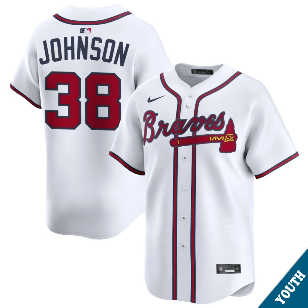 Youth Atlanta Braves Pierce Johnson #38 Home White Limited Jersey
