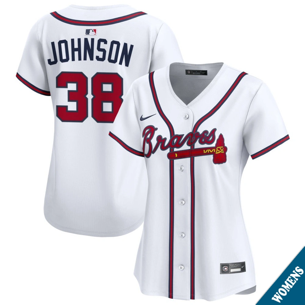 Women's Atlanta Braves Pierce Johnson #38 Home White Limited Jersey
