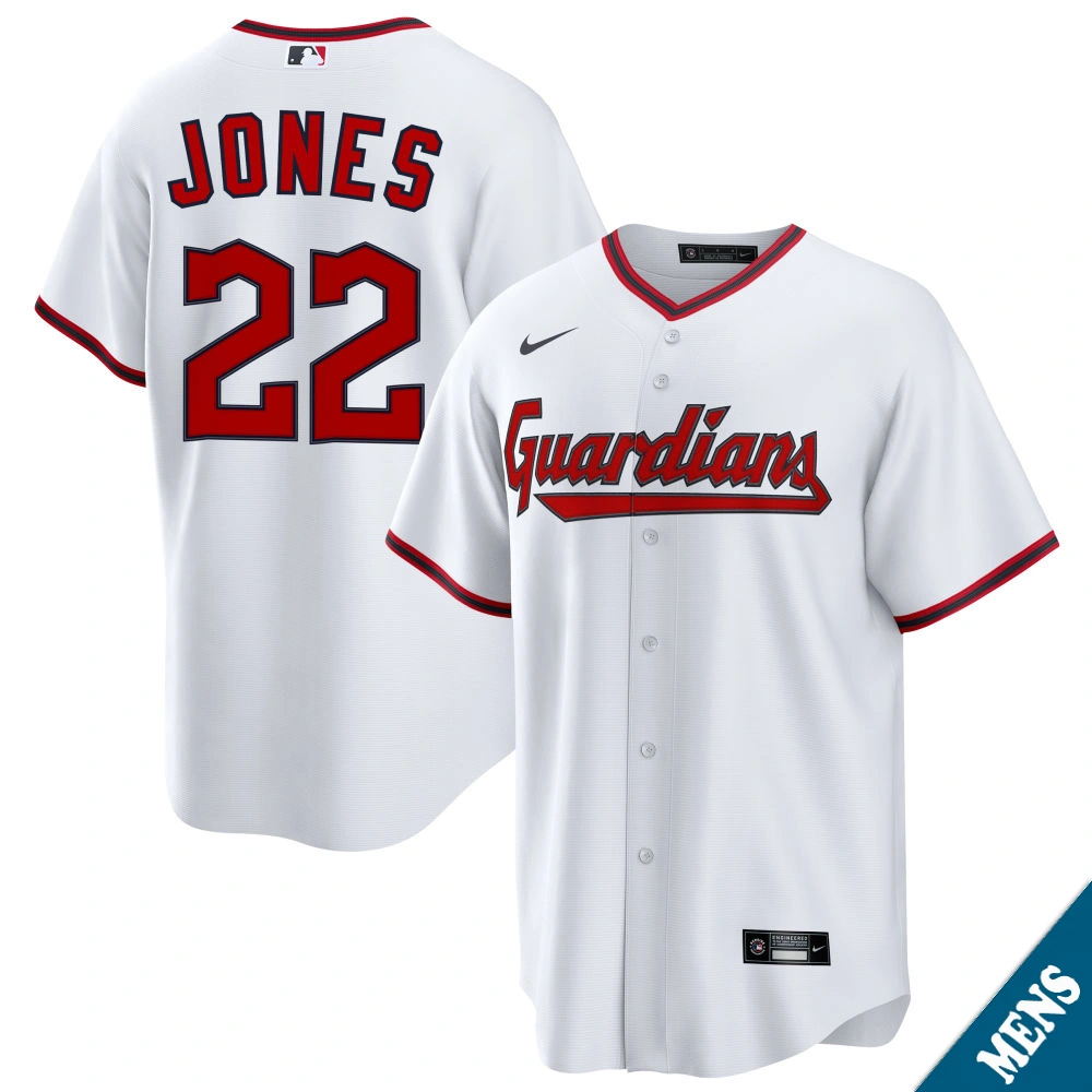 Men's Cleveland Guardians Nolan Jones #22 Home White Replica Jersey
