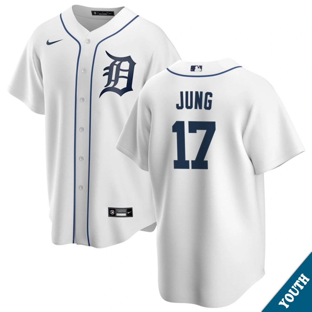 Youth Detroit Tigers Jace Jung #17 Home White Replica Jersey