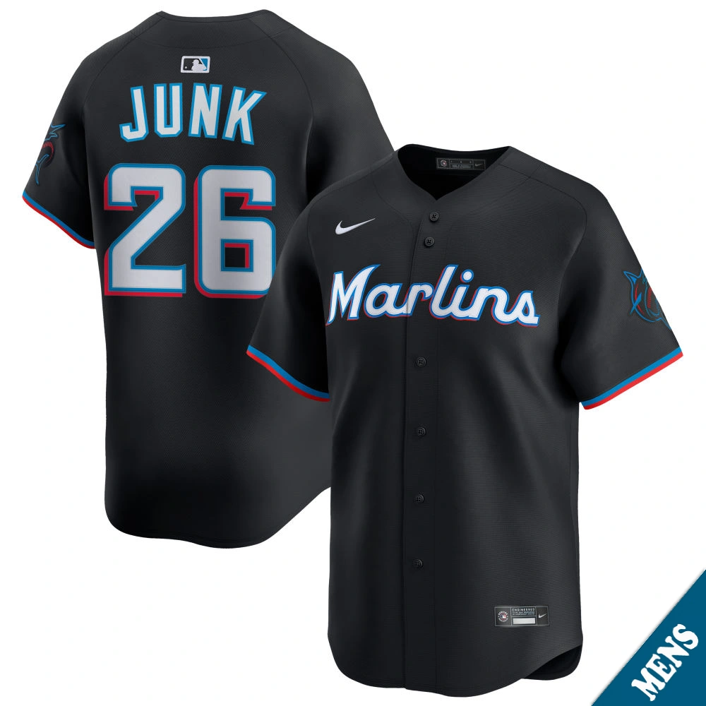Men's Miami Marlins Janson Junk #26 Black Alternate Limited Jersey