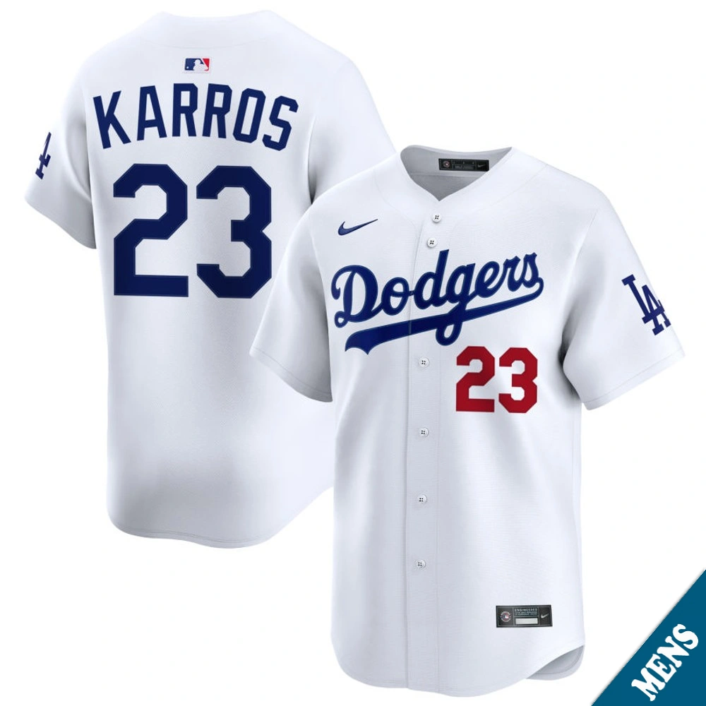 Men's Los Angeles Dodgers Eric Karros #23 Home White Limited Former Player‌ Jersey