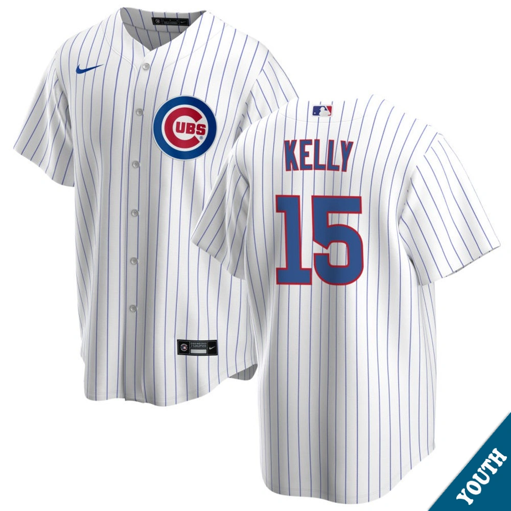 Youth Chicago Cubs Carson Kelly #15 Home White Replica Jersey