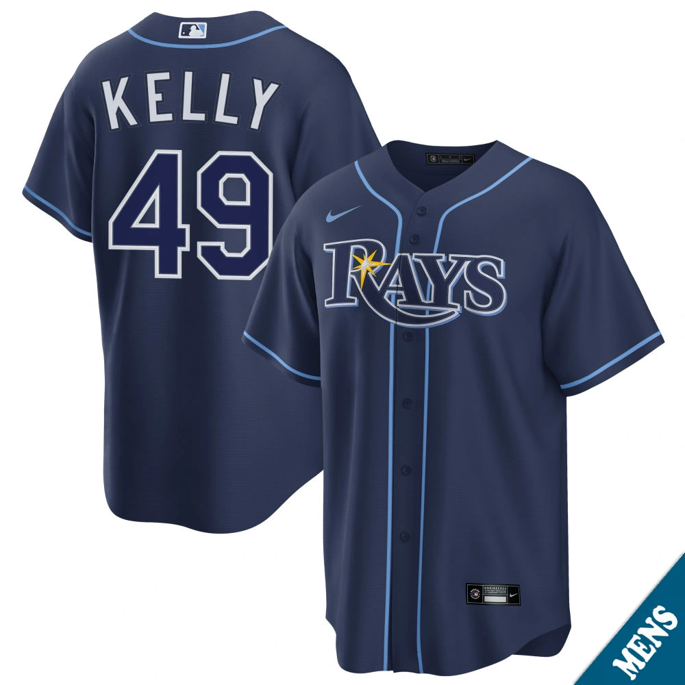 Men's Tampa Bay Rays Kevin Kelly #49 Navy Road Replica Jersey