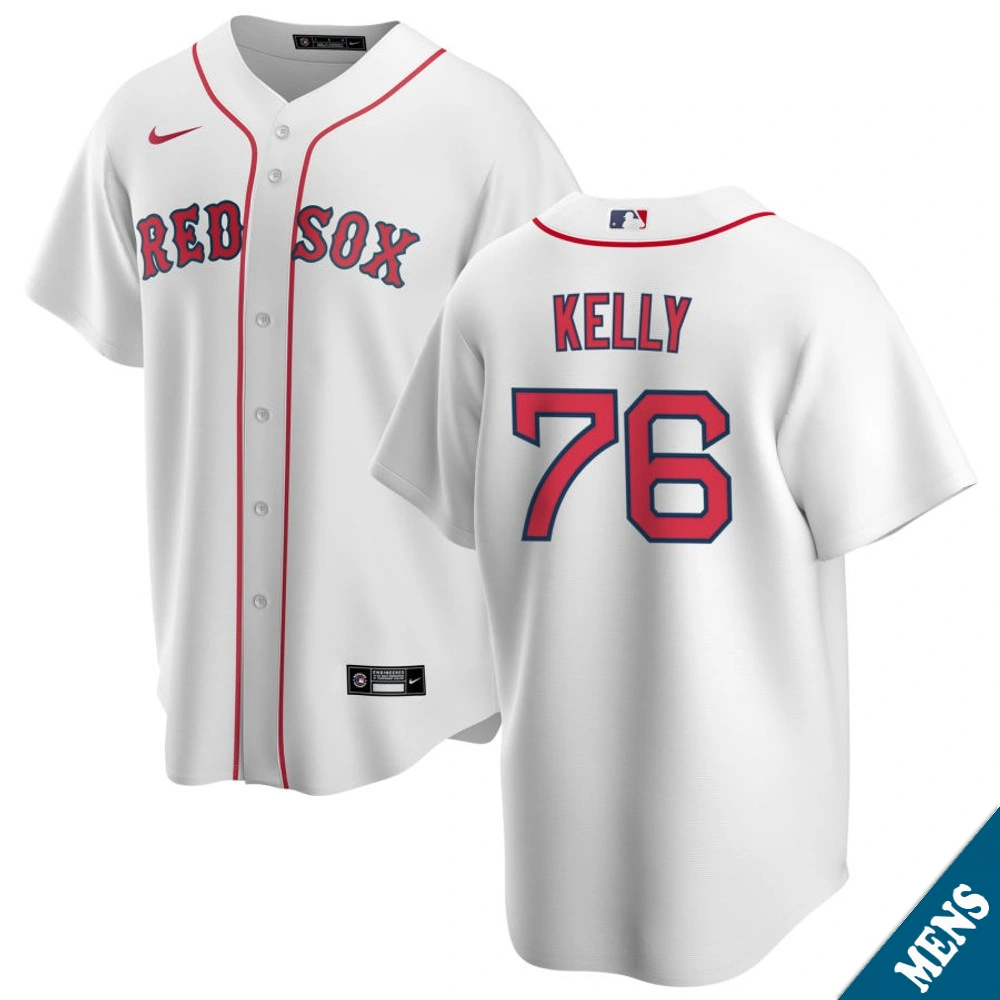 Men's Boston Red Sox Zack Kelly #76 Home White Replica Jersey Men's Boston Red Sox Zack Kelly #76 Home White Replica Jersey