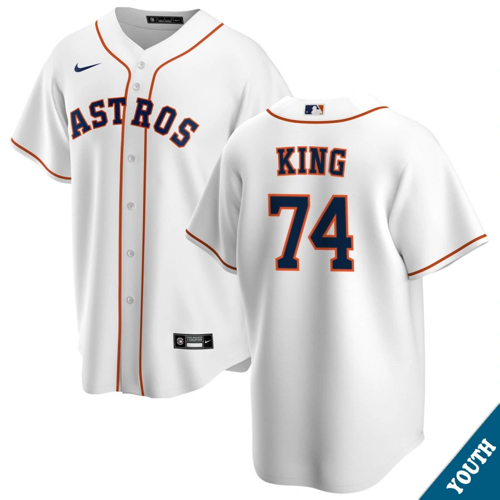 Youth Houston Astros Bryan King #74 Home White Replica Jersey