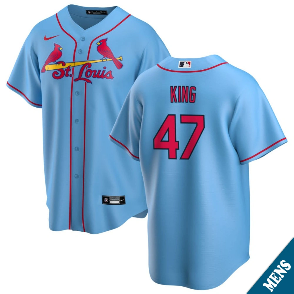 Men's St. Louis Cardinals John King #47 Light Blue Alternate Replica Jersey