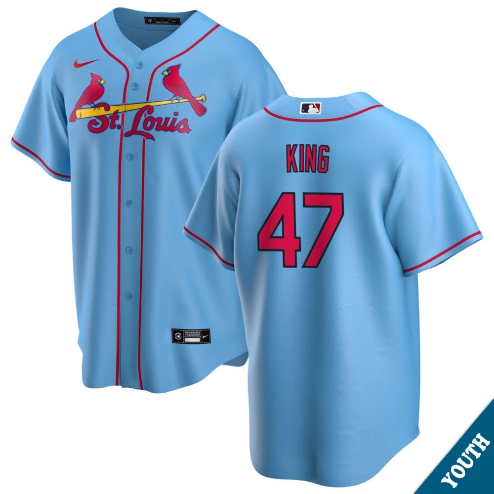 Youth St. Louis Cardinals John King #47 Light Blue Alternate Replica Jersey