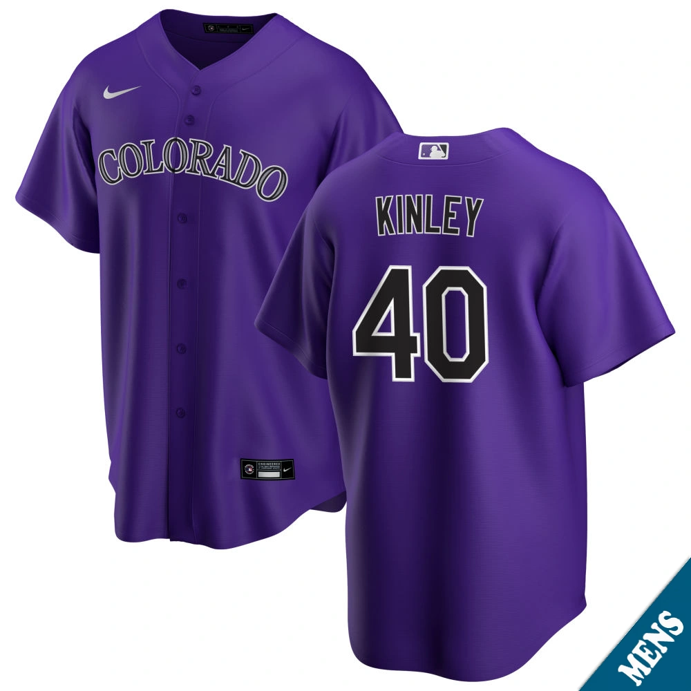 Men's Colorado Rockies Tyler Kinley #40 Purple Alternate Replica Jersey