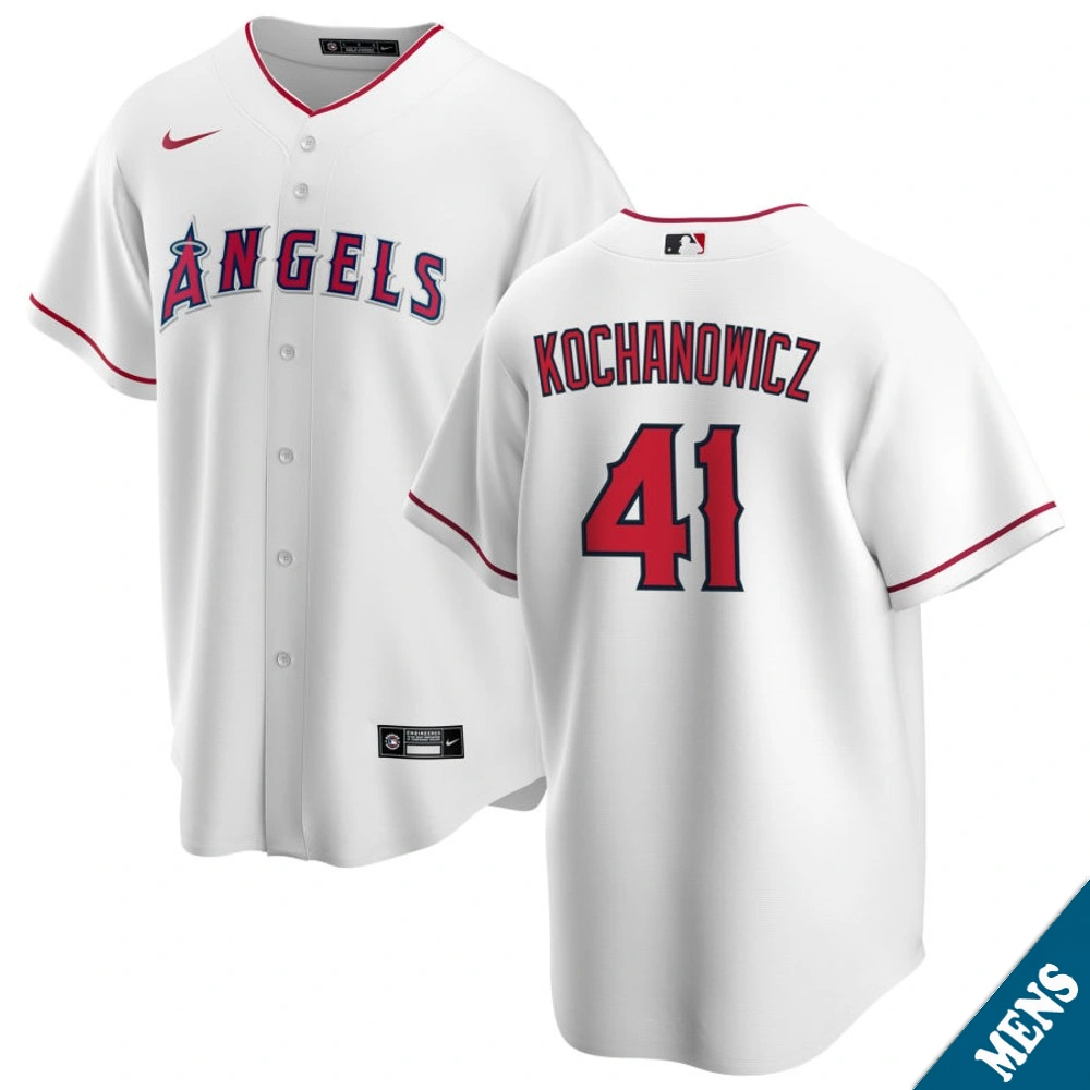 Men's Los Angeles Angels Jack Kochanowicz #41 Home White Replica Jersey