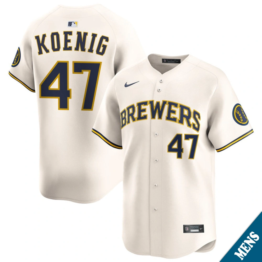 Men's Milwaukee Brewers Jared Koenig #47 Home Cream Limited Jersey