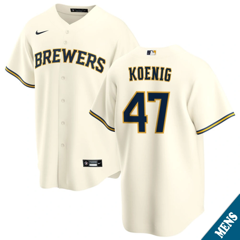 Men's Milwaukee Brewers Jared Koenig #47 Home Cream Replica Jersey