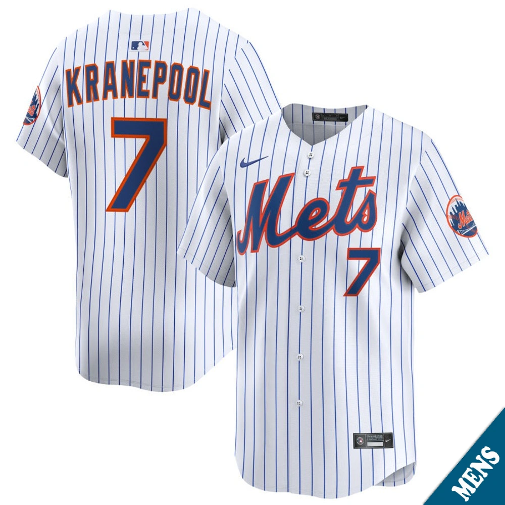 Men's New York Mets Ed Kranepool #7 Home White Limited Former Player‌ Jersey