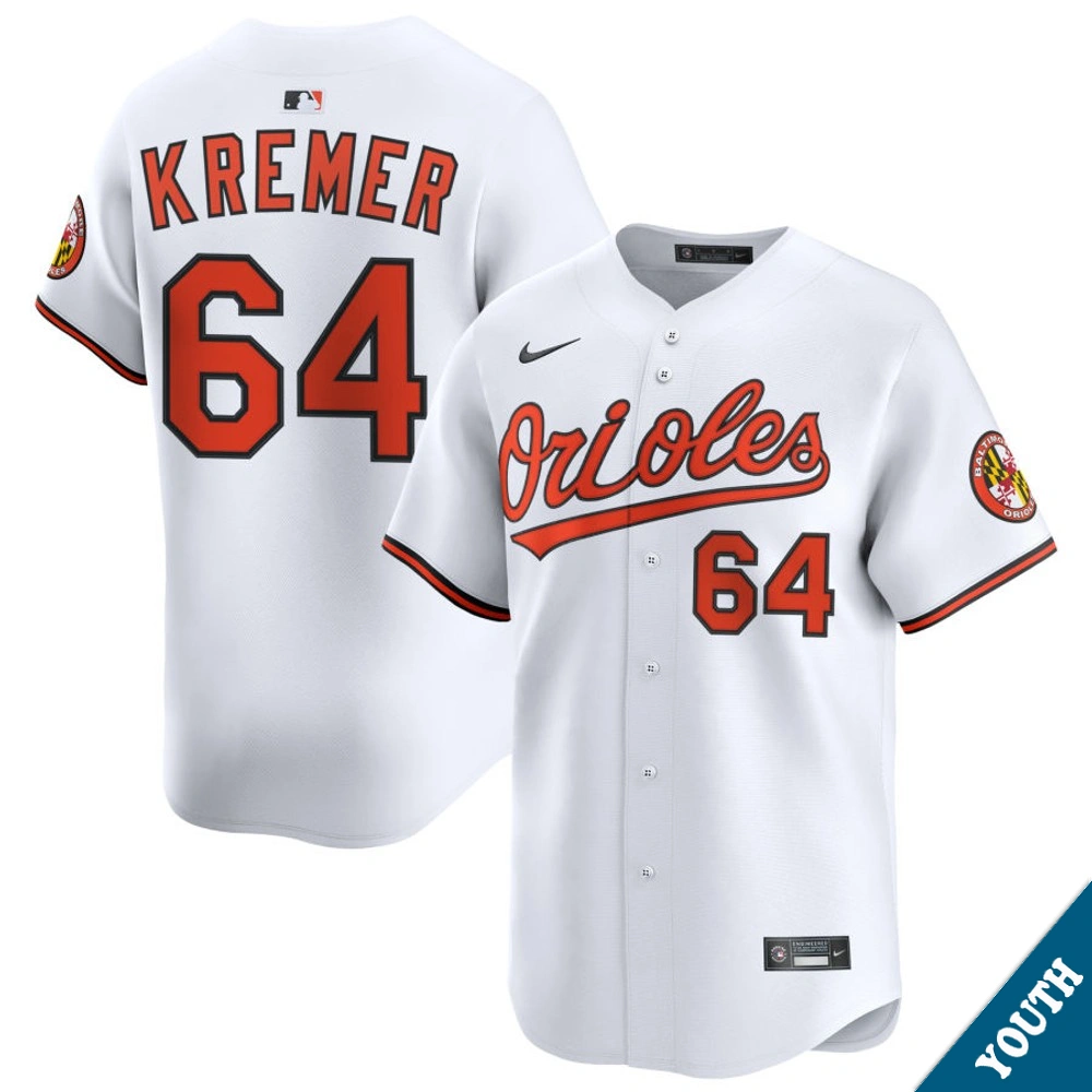 Youth Baltimore Orioles Dean Kremer #64 Home White Limited Jersey