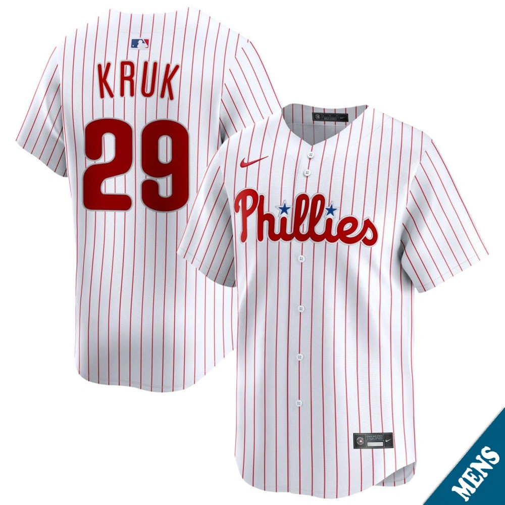 Men's Philadelphia Phillies John Kruk #29 Home White Limited Former Player‌ Jersey