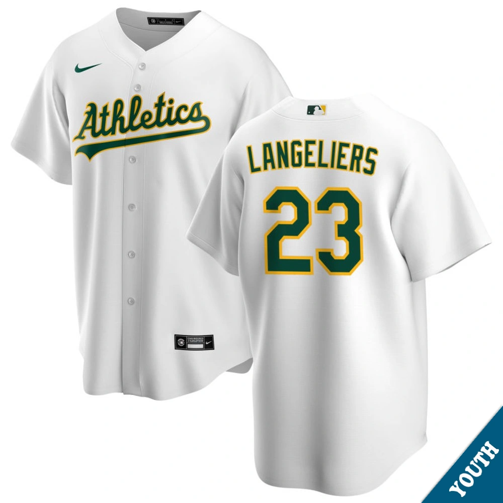 Youth Athletics Shea Langeliers #23 Home White Replica Jersey