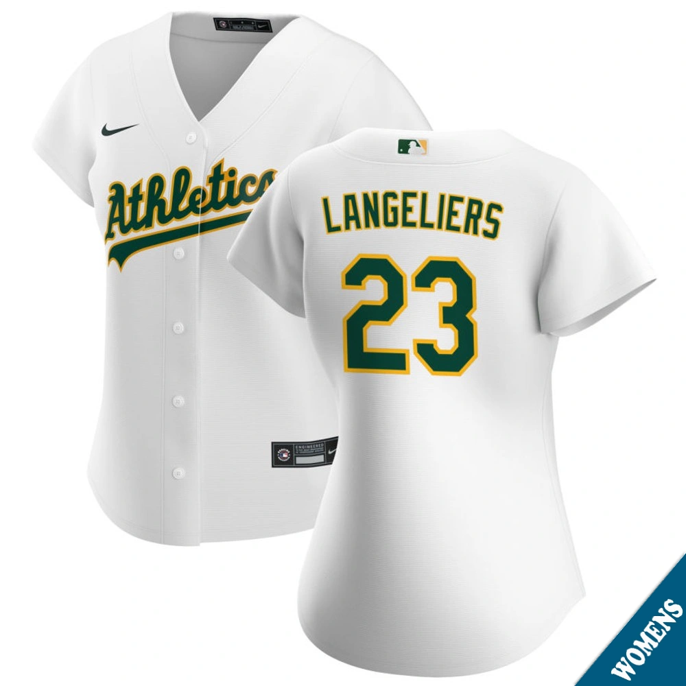 Women's Athletics Shea Langeliers #23 Home White Replica Jersey