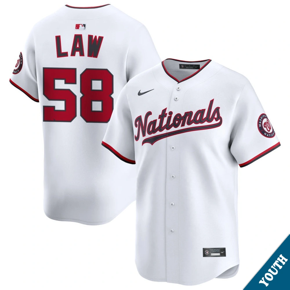 Youth Washington Nationals Derek Law #58 Home White Limited Jersey