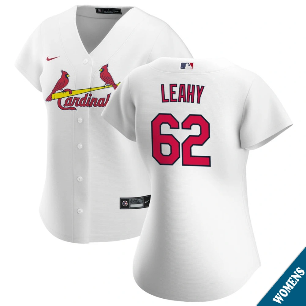 Women's St. Louis Cardinals Kyle Leahy #62 Home White Replica Jersey