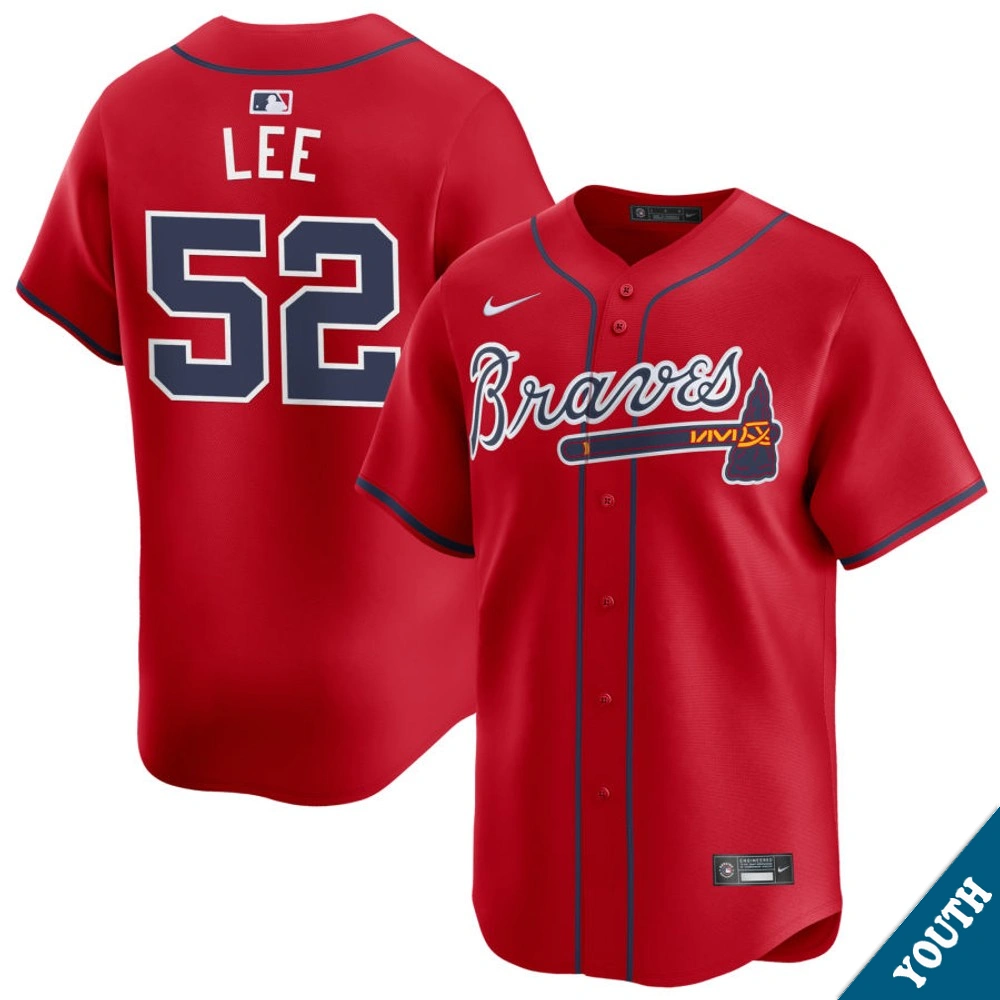 Youth Atlanta Braves Dylan Lee #52 Red Alternate Limited Jersey