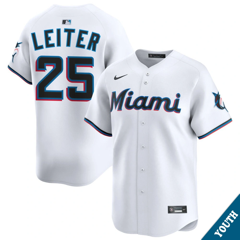 Youth Miami Marlins Al Leiter #25 Home White Limited Former Player‌ Jersey