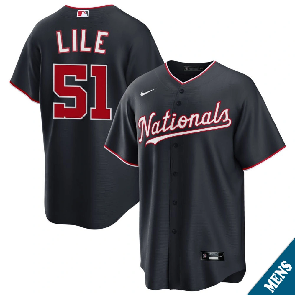 Men's Washington Nationals Daylen Lile #51 Navy Alternate Replica Jersey