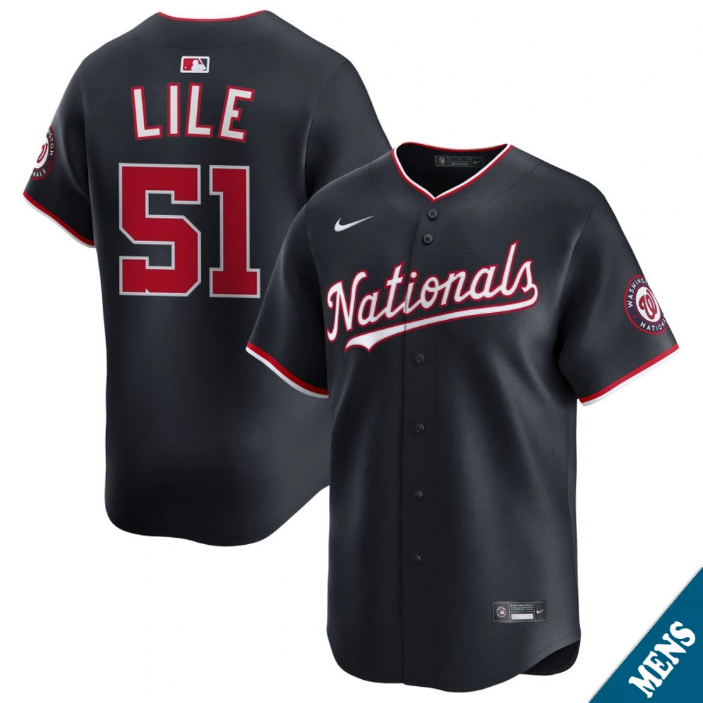 Men's Washington Nationals Daylen Lile #51 Navy Alternate Limited Jersey