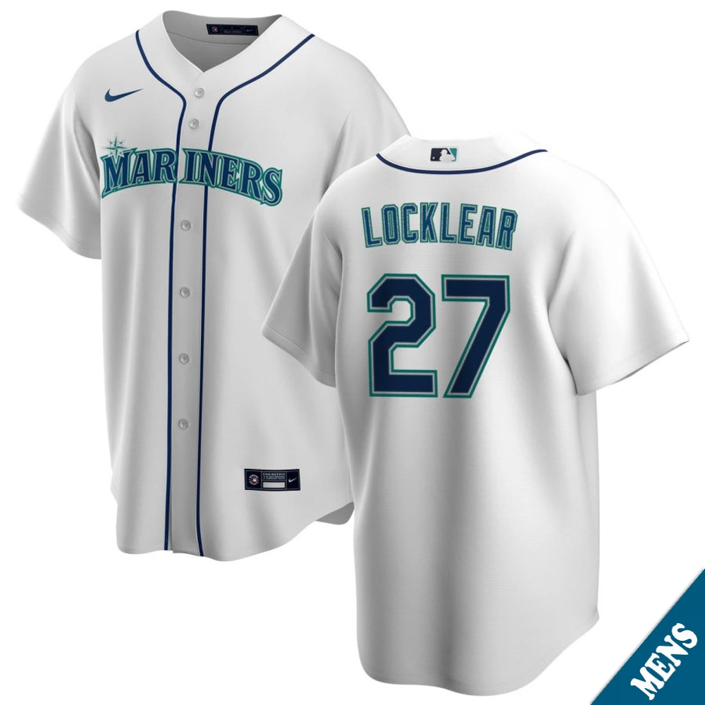 Men's Seattle Mariners Tyler Locklear #27 Home White Replica Jersey
