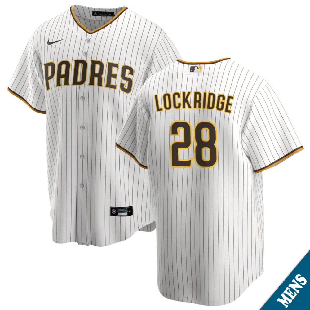 Men's San Diego Padres Brandon Lockridge #28 Home White Replica Jersey