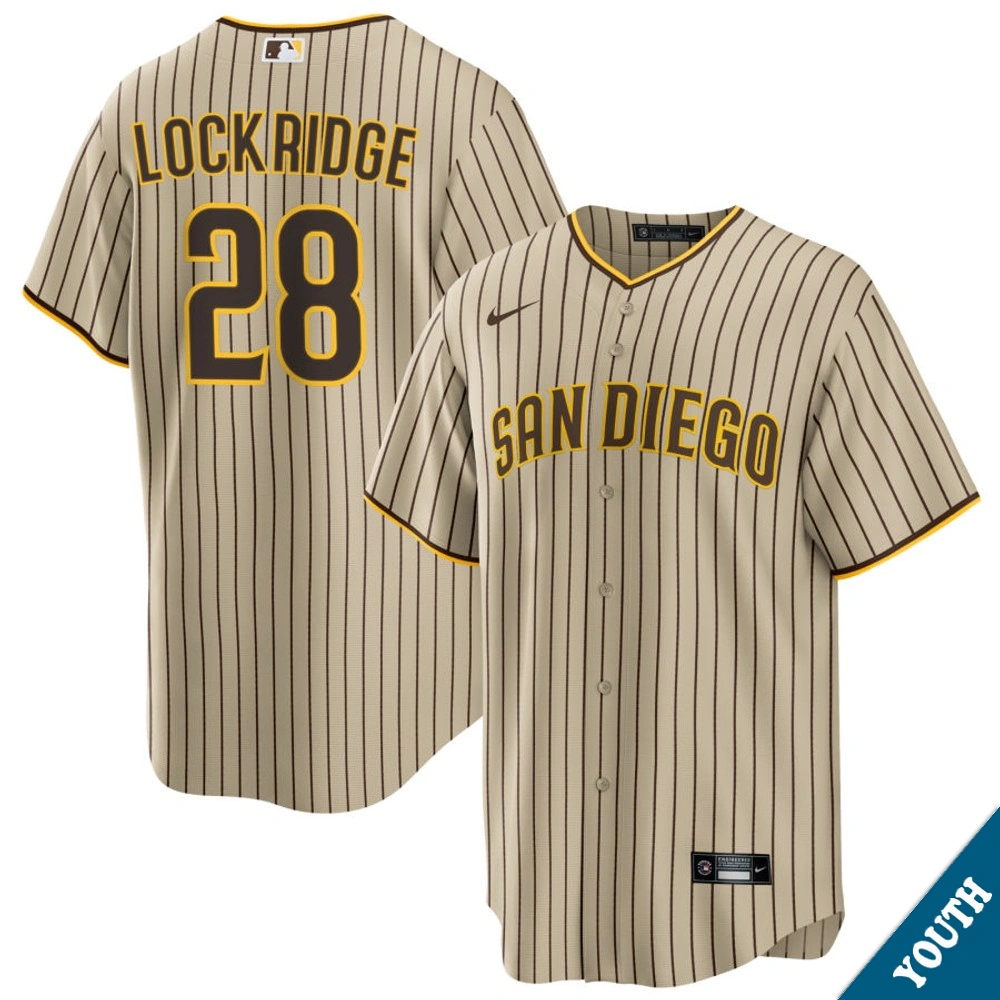 Youth San Diego Padres Brandon Lockridge #28 Brown Road Replica Jersey